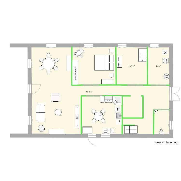 BEROY (Betbezer) RDCnouveau. Plan de 4 pièces et 122 m2