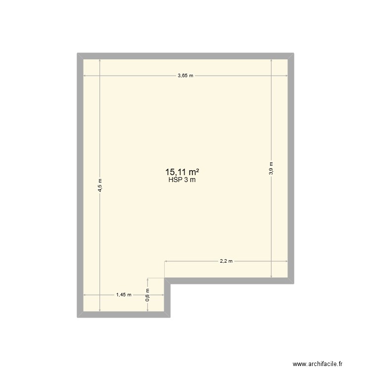Piece 1. Plan de 1 pièce et 15 m2