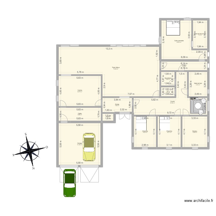 Corpos. Plan de 16 pièces et 262 m2