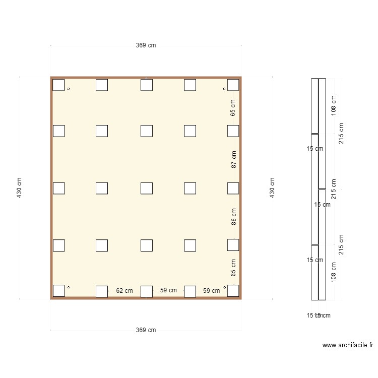 JOB terrase. Plan de 1 pièce et 15 m2