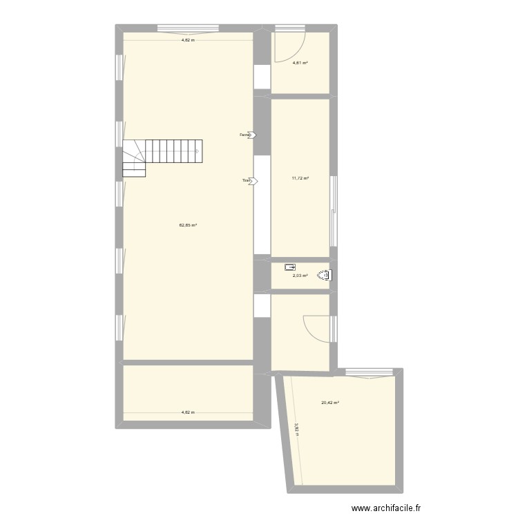 6 ch br projet. Plan de 5 pièces et 101 m2