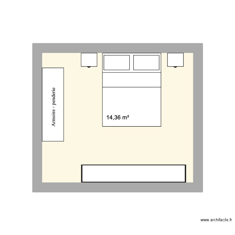 Chambre pop. Plan de 1 pièce et 14 m2