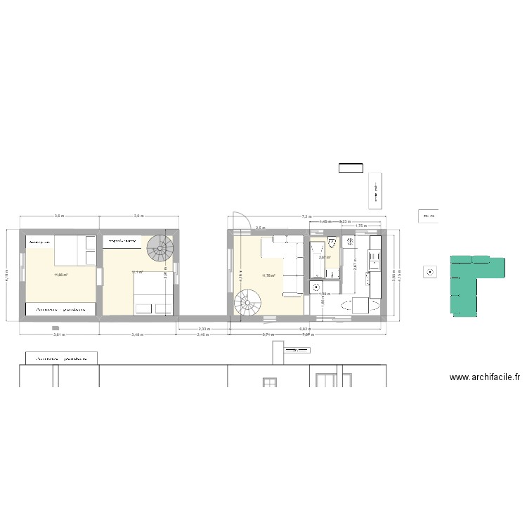 plan14. Plan de 4 pièces et 37 m2