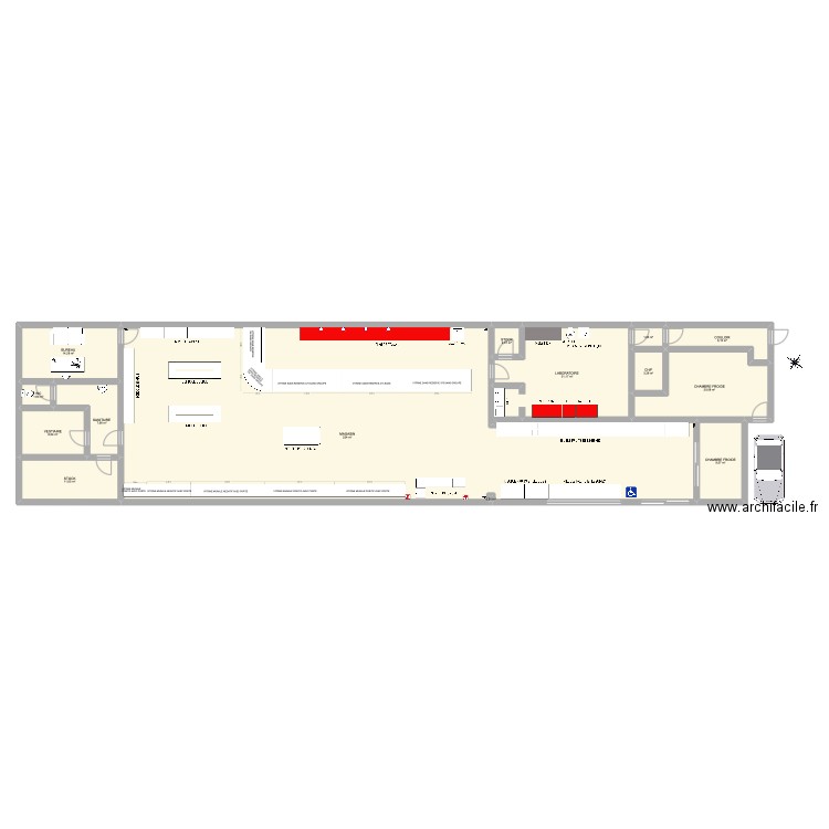BOUCHERIE LUNEL. Plan de 14 pièces et 341 m2