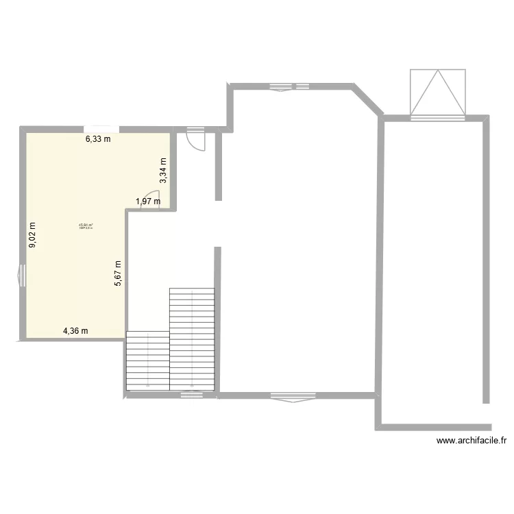 PLAN COMPLET RDC. Plan de 1  et 46 m²