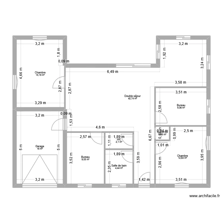 Plan L&eacute;o et Alex v.3 cotations. Plan de 9 Pièces et 112 m²