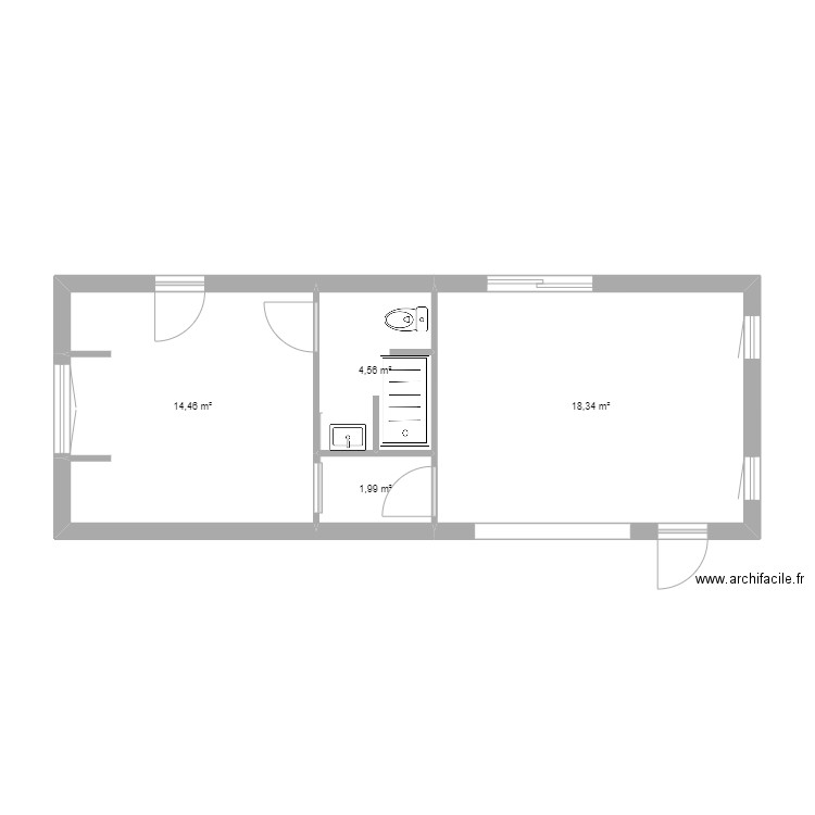 HARDE . Plan de 4 pièces et 39 m2