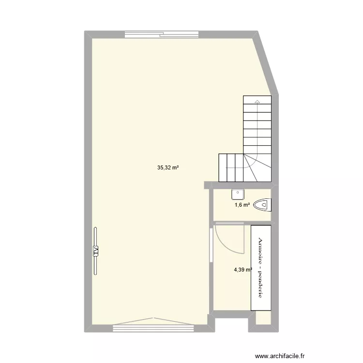 Plan Rez de chaus&eacute;e Quenast. Plan de 3  et 41 m²