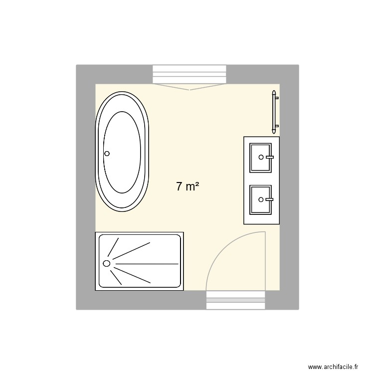 salle de bain 3. Plan de 1 pièce et 7 m2