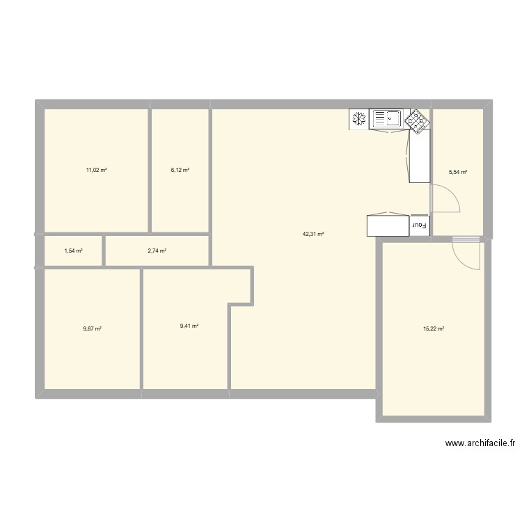 Dona 85. Plan de 9 pièces et 104 m2