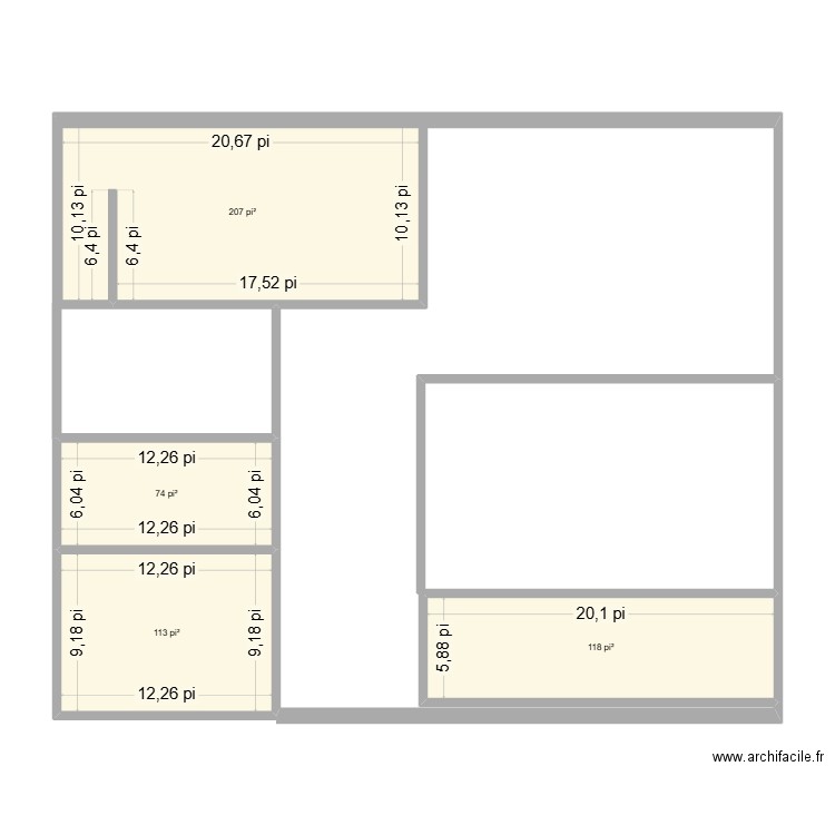 maison. Plan de 4 pièces et 48 m2