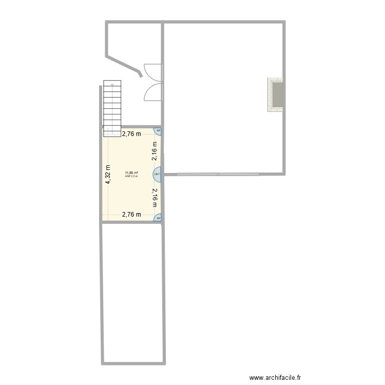 CHAMBRE GARAGE. Plan de 1 pièce et 12 m2