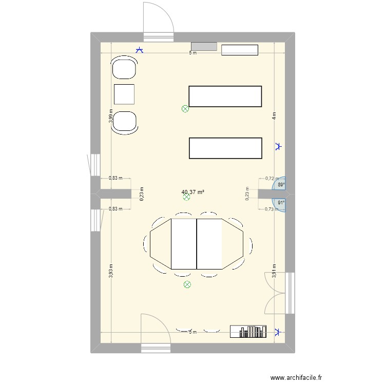 Bibliotheque. Plan de 1 pièce et 40 m2