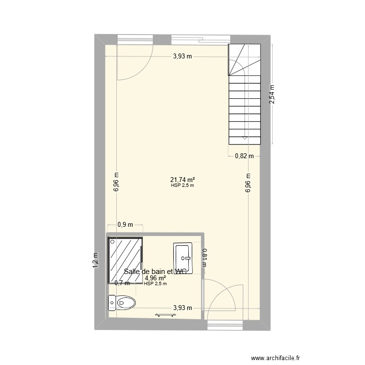 studio rbnb. Plan de 2 pièces et 32 m2
