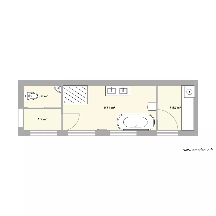 salle de bain buanderie toilettes. Plan de 4 Pièces et 17 m² salle de bain buanderie toilettes. Plan de 4 Pièces et 17 m²