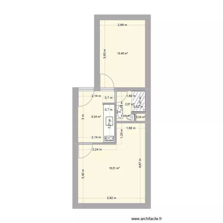 vt 1 etage. Plan de 5  et 35 m²