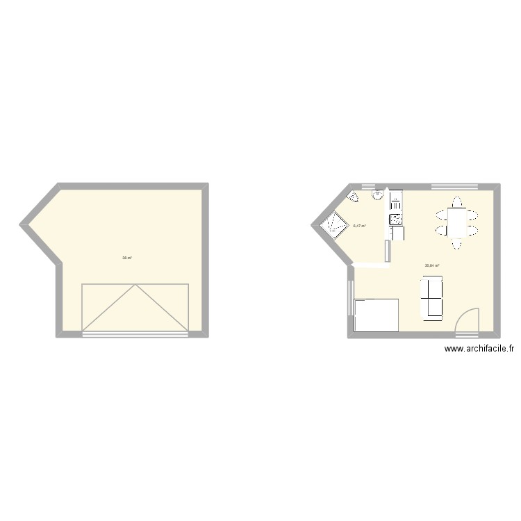 Studio -LLN. Plan de 3 pièces et 75 m2