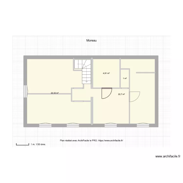 Maison, 1er &eacute;tage. Plan de 4 pièces et 51 m²