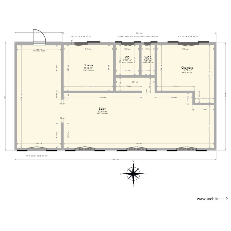 ML24005342 CAUREZ. Plan de 5 pièces et 80 m2