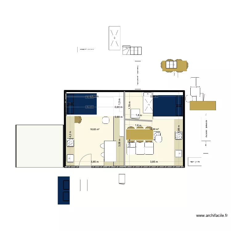 aqueduc 12. Plan de 2 pièces et 37 m²