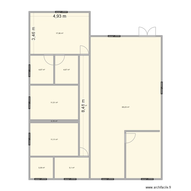 PROJET H. Plan de 10 pièces et 134 m2