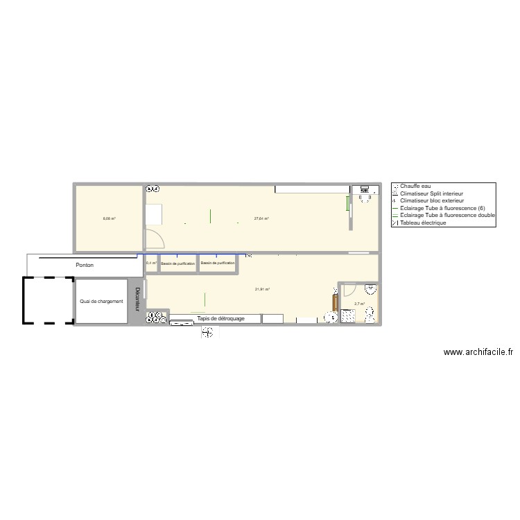 plan MAS. Plan de 10 pièces et 69 m2