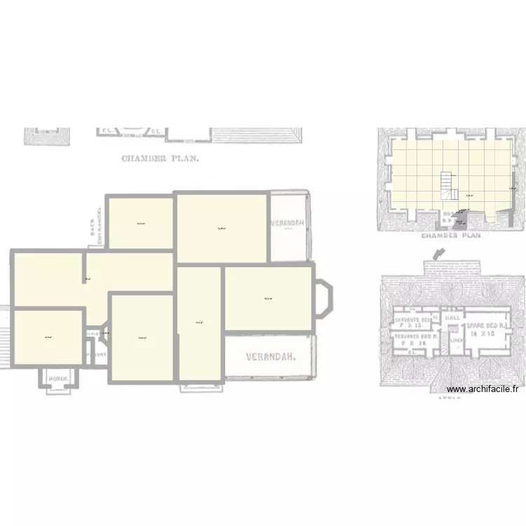 Maison victorienne. Plan de 44 et 606 m² Maison victorienne. Plan de 44 et 606 m²