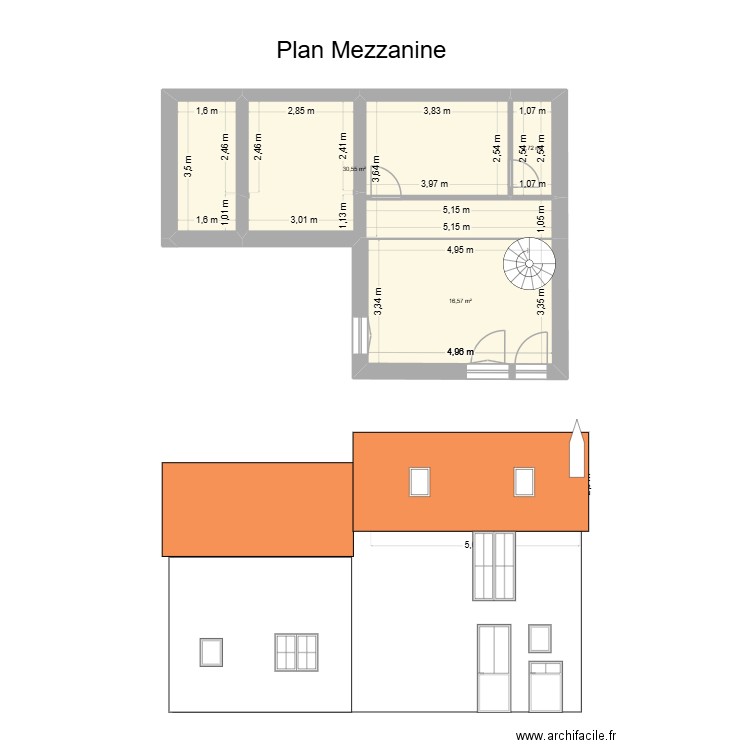 Maison_Sacy_Mezzanine_2. Plan de 3 pièces et 50 m2