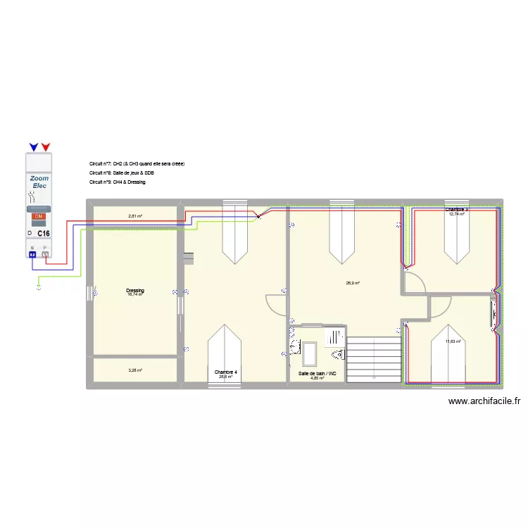PC - Circuit n&deg;7 (CH2 & CH3 quand elle sera faite). Plan de 8  et 108 m²