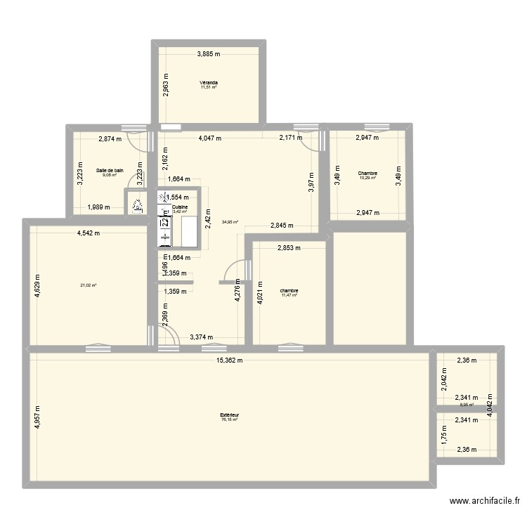 Mesures précises. Plan de 10 pièces et 199 m2