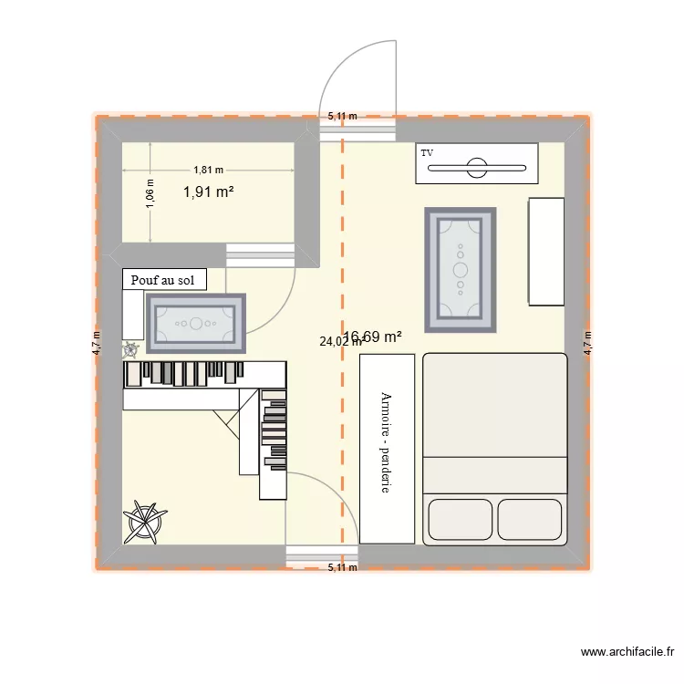 plan chambre. Plan de 2 et 19 m² plan chambre. Plan de 2 et 19 m²