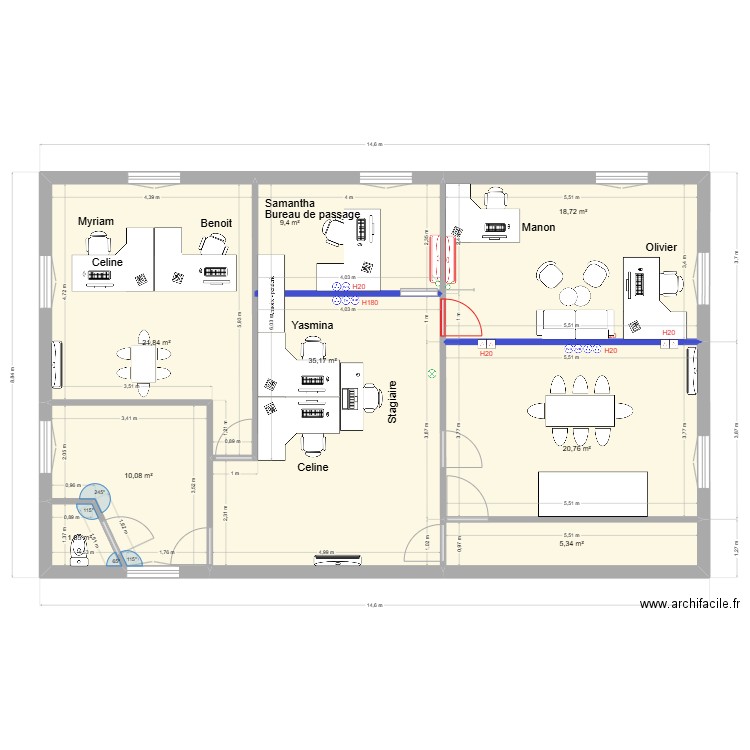 VDIP 1er bis. Plan de 7 pièces et 114 m2