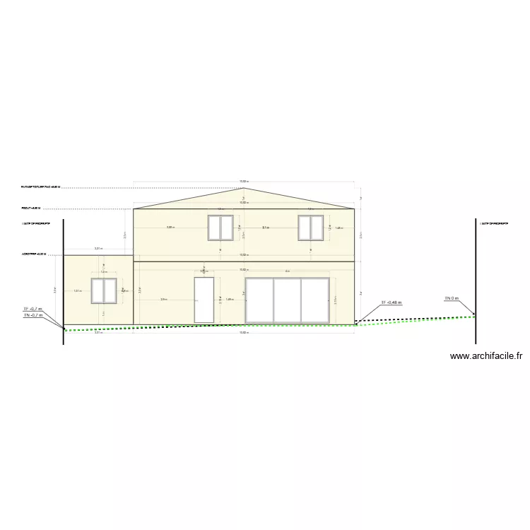 facade ouest. Plan de 