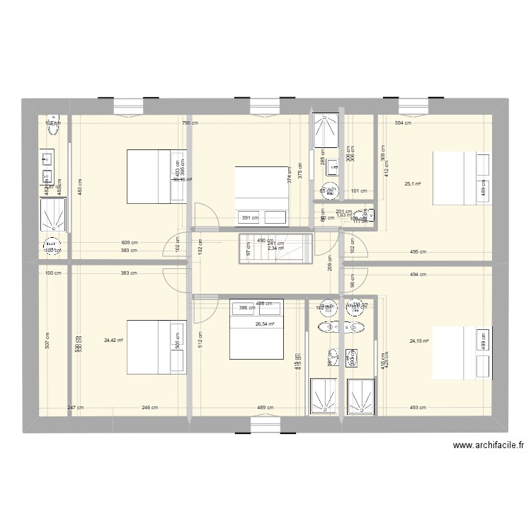projet C1. Plan de 11 pièces et 293 m2