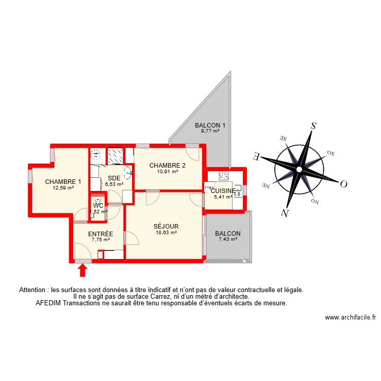 BI 30889. Plan de 13 pièces et 81 m2