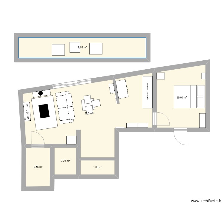 Bsc. Plan de 6 pièces et 57 m2