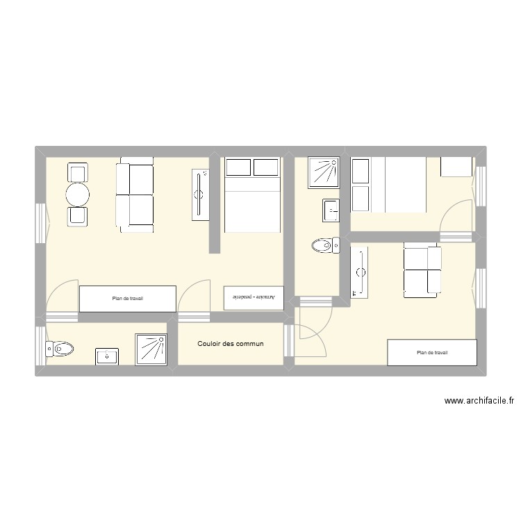 Guéret. Plan de 6 pièces et 50 m2