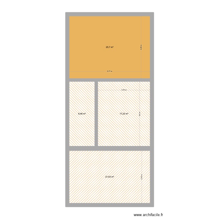 Mélèzes Rez+3. Plan de 4 pièces et 73 m2
