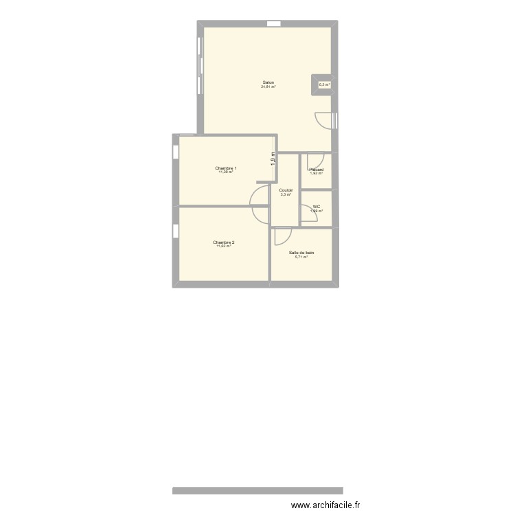 meltz. Plan de 8 pièces et 61 m2