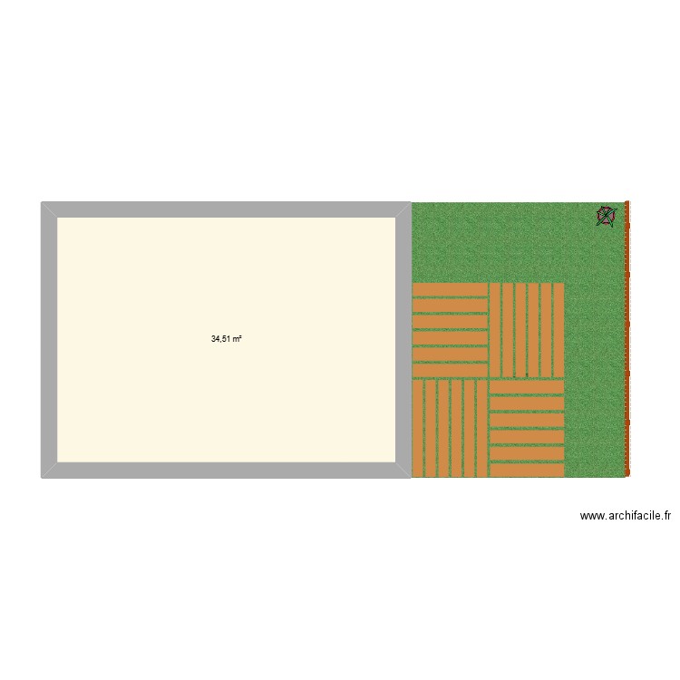 Plan Studio 159. Plan de 2 pièces et 84 m2