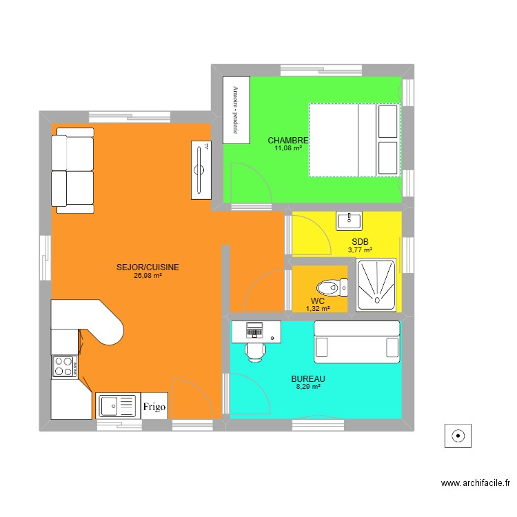 BRINDEU 17. Plan de 5 pièces et 51 m2