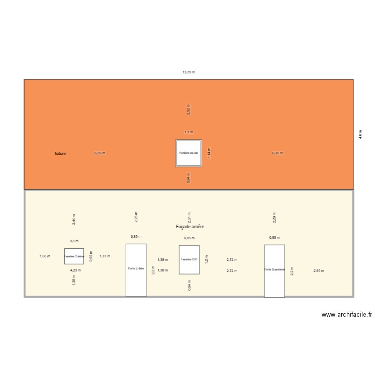 Fenetres de toit 2. Plan de 1 pièce et 61 m2