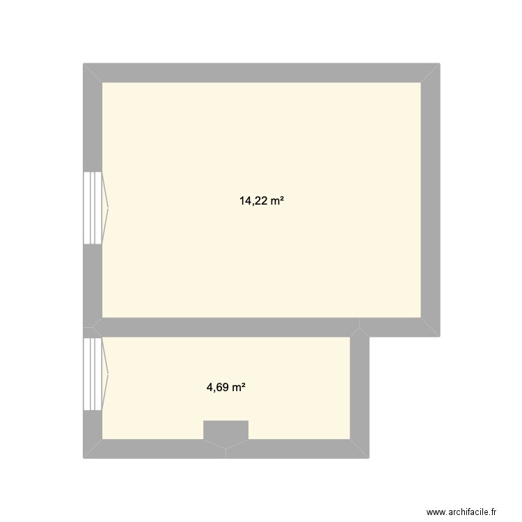 Javel gauche. Plan de 2 pièces et 19 m2