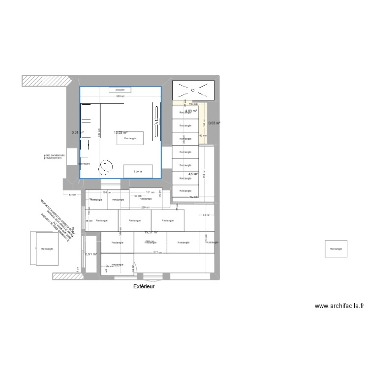 plan appart calepinage plafond v2. Plan de 7 pièces et 46 m2