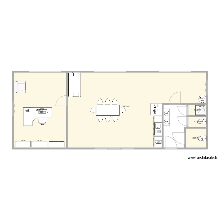 chalet d'acceuil. Plan de 5 pièces et 78 m2