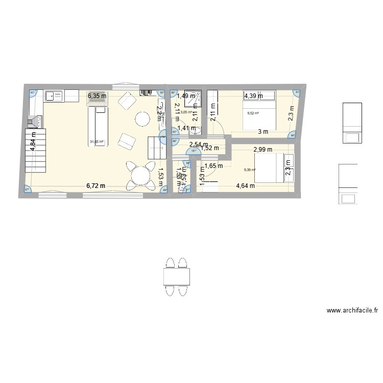 SCI fond nouveau 2 ;). Plan de 6 pièces et 57 m2
