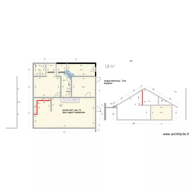 osb 66. Plan de 7  et 110 m²