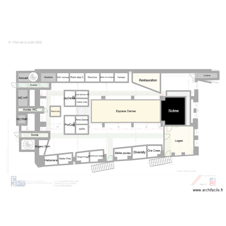 Salon de la Danse. Plan de 39 pièces et 146 m2