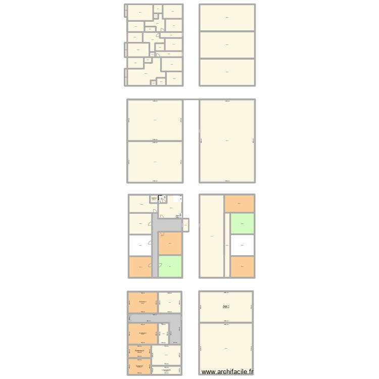 Trois pi&egrave;ces. Plan de 0 pièce et 0 m2