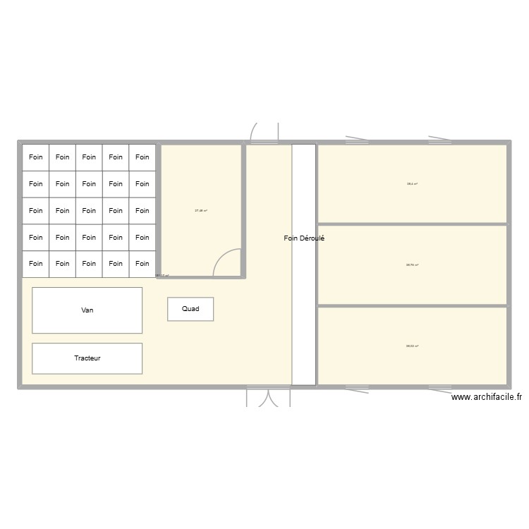 Batiment Elevage. Plan de 5 pièces et 294 m2
